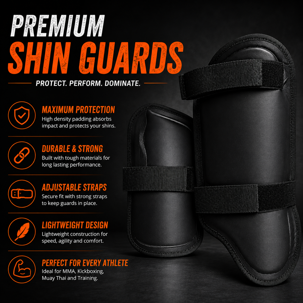 Premium Shin Guards – Protective Leg Guards for Cricket, MMA, Kickboxing & Muay Thai