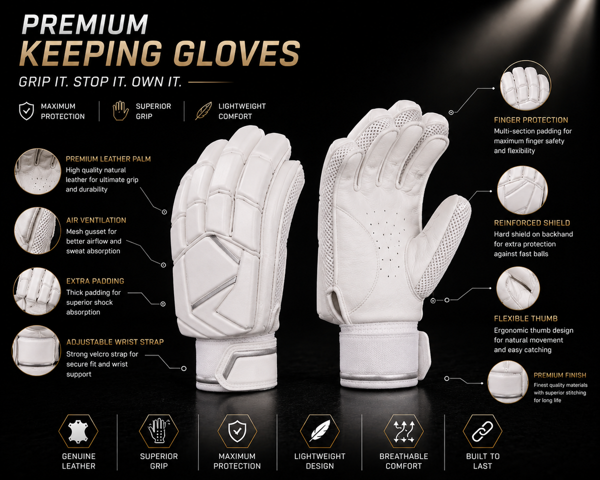 Cricket Wicket Keeping Gloves – Premium Leather Palm with Finger Protection