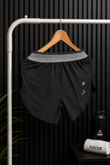 Men's Black Running Shorts with Elastic Waistband