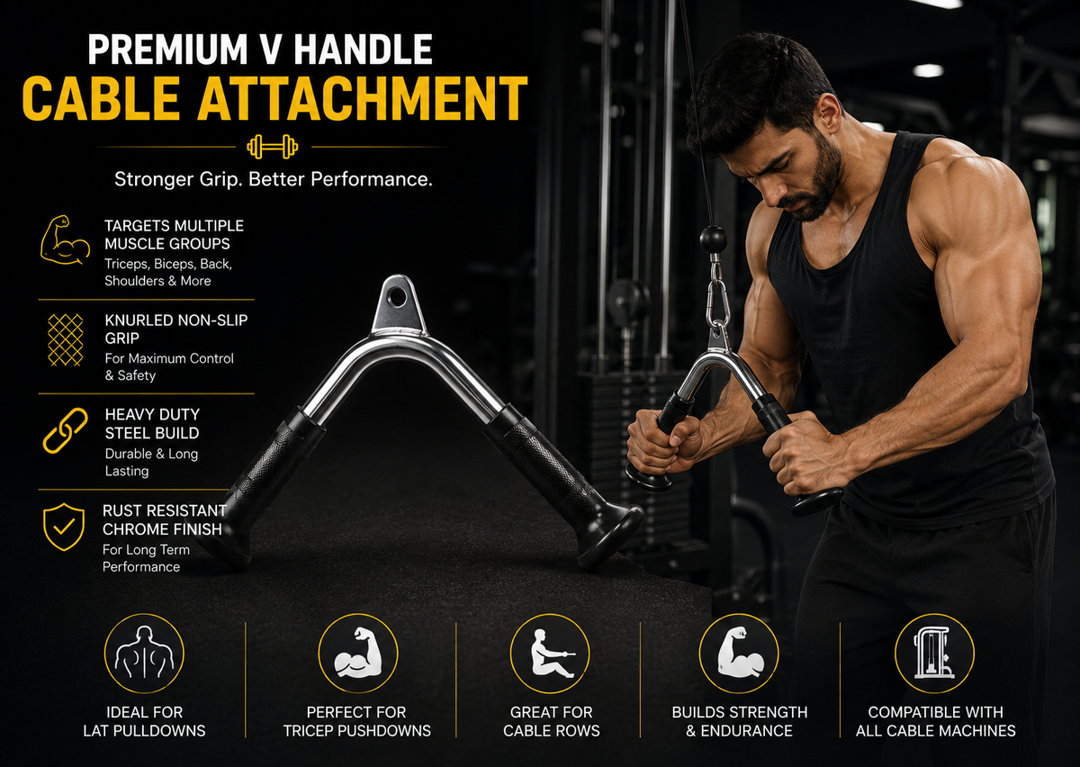 Premium V Handle Cable Attachment – Heavy-Duty Gym Lat Pulldown & Row Handle