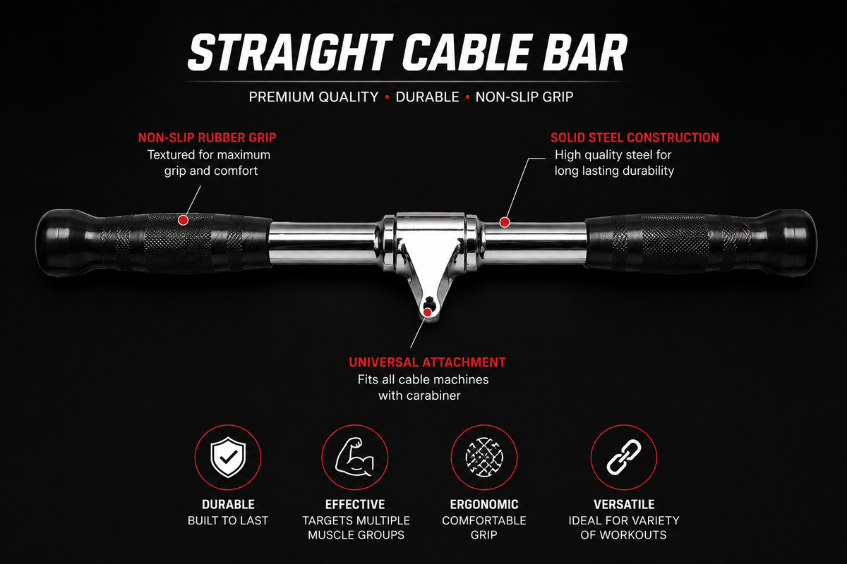 Straight Cable Bar Attachment for Gym & Cable Machines