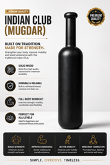 Premium Wooden Indian Club (Mugdar) – Traditional Strength Training Equipment