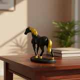Black & Gold Horse Showpiece | Elegant Resin Home Décor