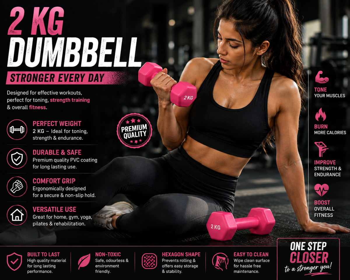 Premium Hex Dumbbells β PVC Coated Weights for Home & Gym Workouts