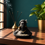 Black Adiyogi Shiva Statue with Golden Accents – Home Décor