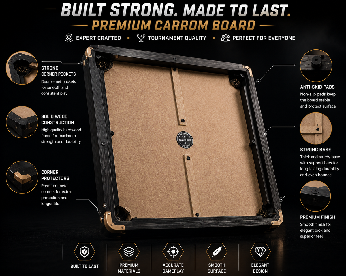 Premium Carrom Board – Wooden Carrom Board with Smooth Playing Surface