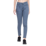 Women's Grey-Blue High-Waist Skinny Fit Denim Jeans