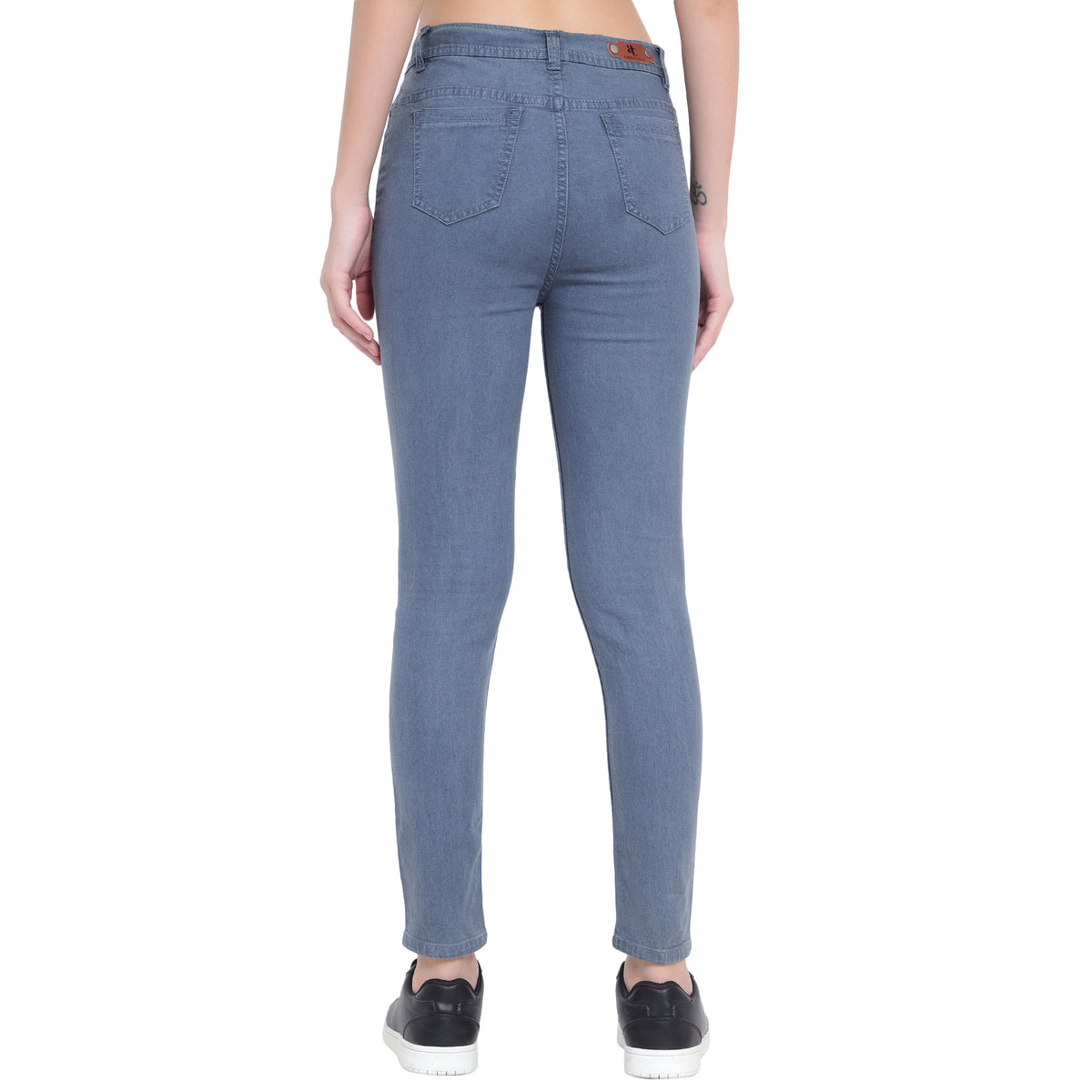 Women's Grey-Blue High-Waist Skinny Fit Denim Jeans