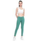 Women's Green Frayed-Hem Denim Jeggings