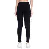 Women's Black High-Waist Skinny Jeggings with Frayed Hem
