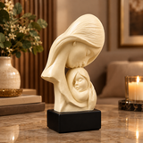 Elegant Mother & Child Decorative Sculpture – Cream & Black