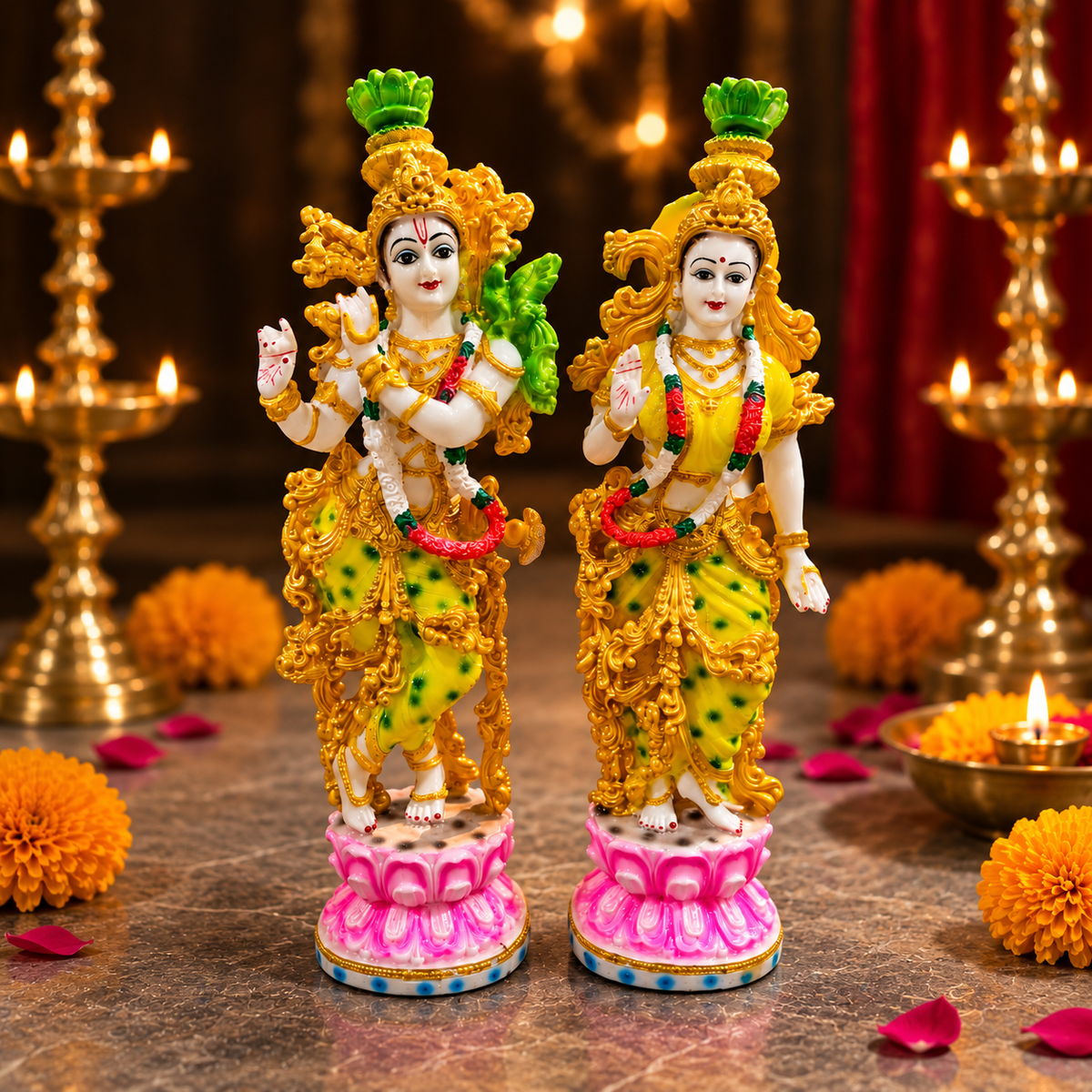 Radha Krishna Decorative Idol Set – Traditional Spiritual Home Décor