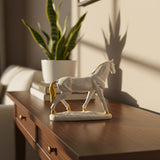 Elegant White & Gold Horse Statue for Home Décor