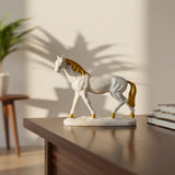 Elegant White & Gold Horse Statue for Home Décor