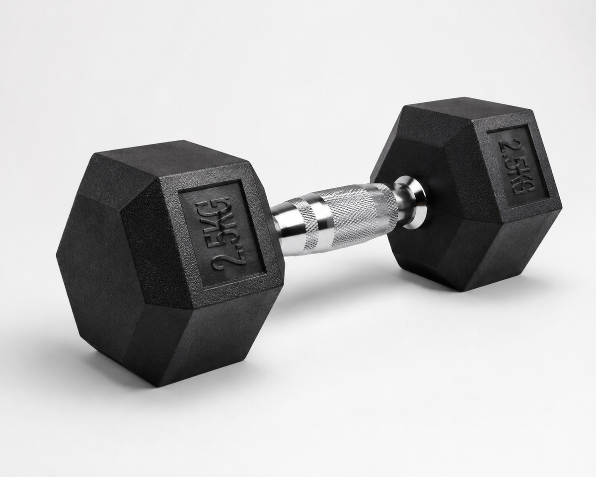 Premium Hex Dumbbell – Rubber Coated Hexagonal Dumbbell with Knurled Grip