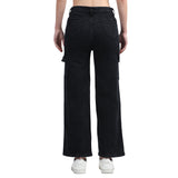 Women’s Black 6-Pocket Wide-Leg Jeans – High Waist Casual Denim