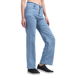 Women’s Sky Blue Boyfriend Jeans – High-Waist Relaxed Wide-Leg Denim