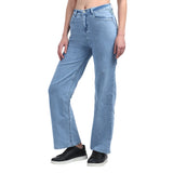 Women’s Sky Blue Boyfriend Jeans – High-Waist Relaxed Wide-Leg Denim