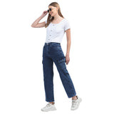 Women’s Blue 6-Pocket Wide-Leg Jeans – High Waist Casual Denim