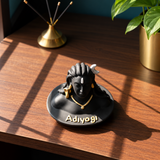 Black Adiyogi Shiva Statue with Golden Accents – Home Décor