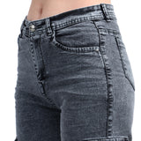 Women’s Grey 6-Pocket Wide-Leg Jeans – High Waist Casual Denim