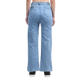 Women’s Sky Blue Boyfriend Jeans – High-Waist Relaxed Wide-Leg Denim