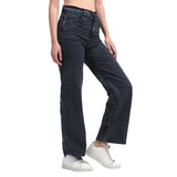 Women’s Black Boyfriend Jeans – High-Waist Relaxed Wide-Leg Denim