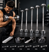 Straight Dumbbell Bar – Heavy-Duty Chrome Steel Fixed Weight Dumbbell