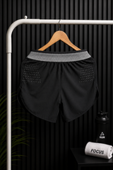 Men's Black Running Shorts with Elastic Waistband