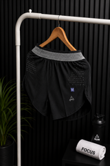 Men's Black Running Shorts with Elastic Waistband