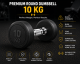 Premium Round Dumbbells – Rubber Coated Weights for Home & Gym Workouts