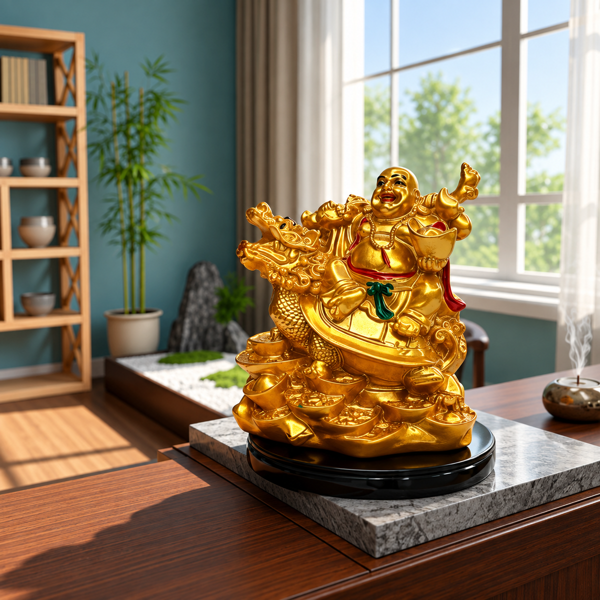 Golden Dragon Buddha Statue – Wealth & Prosperity Home Decor