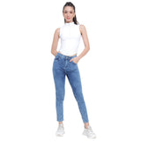 Women’s Light Blue Slim Fit Jeans – High Waist Ankle-Length Denim