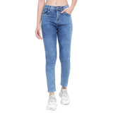Women’s Light Blue Slim Fit Jeans – High Waist Ankle-Length Denim