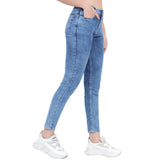 Women’s Light Blue Slim Fit Jeans – High Waist Ankle-Length Denim
