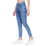 Women’s Light Blue Slim Fit Jeans – High Waist Ankle-Length Denim