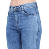 Women’s Light Blue Slim Fit Jeans – High Waist Ankle-Length Denim