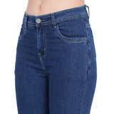 Women’s Dark Blue Slim Fit Jeans – High Waist Ankle-Length Denim