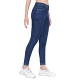 Women’s Dark Blue Slim Fit Jeans – High Waist Ankle-Length Denim