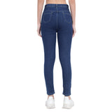Women’s Dark Blue Slim Fit Jeans – High Waist Ankle-Length Denim