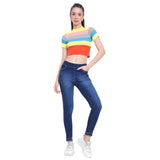 Women’s Dark Blue Denim Jeggings – High Waist Stretch Slim Fit