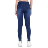 Women’s Dark Blue Denim Jeggings – High Waist Stretch Slim Fit