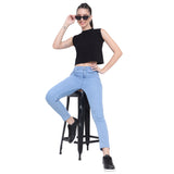 Women's Light Blue High-Waist Skinny Fit Denim Jeans