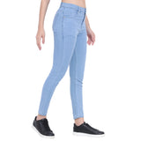 Women's Light Blue High-Waist Skinny Fit Denim Jeans
