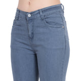 Women's Grey-Blue High-Waist Skinny Fit Denim Jeans