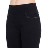 Women's Black High-Waist Skinny Jeggings with Frayed Hem