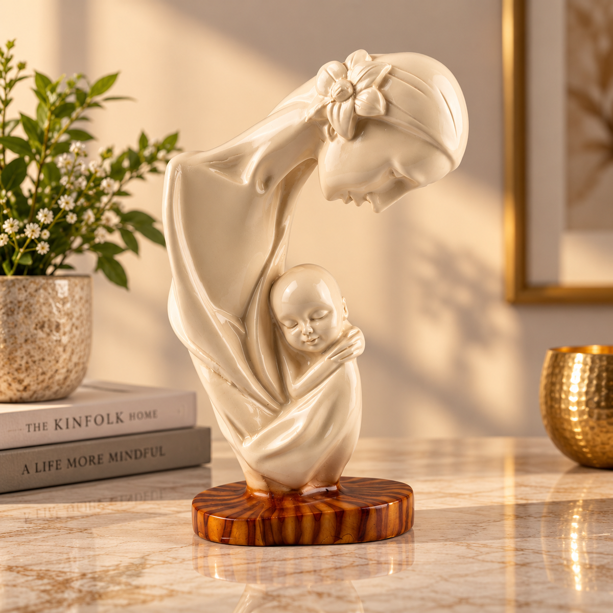 Large Mother & Son Love Statue – Elegant Mom & Child Sculpture