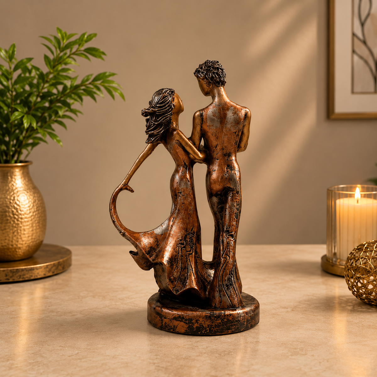 Elegant Couple Decorative Statue – Modern Romantic Home Décor Sculpture