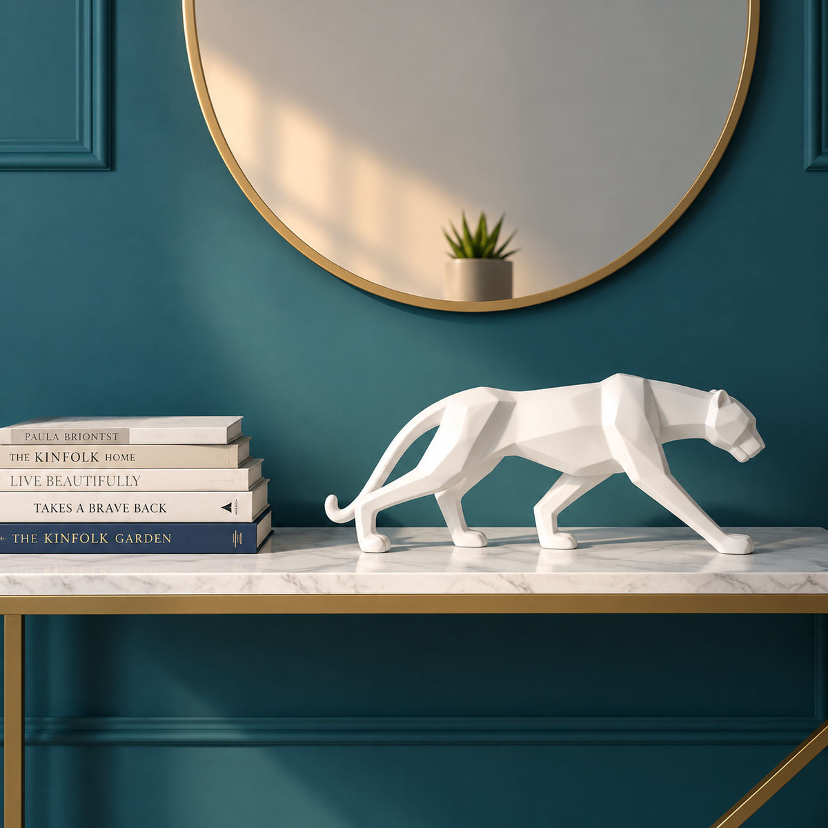 Modern White Jaguar Statue – Luxury Minimalist Home & Office Decor