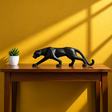 Black Jaguar Statue – Modern Geometric Animal Sculpture for Home & Office Decor